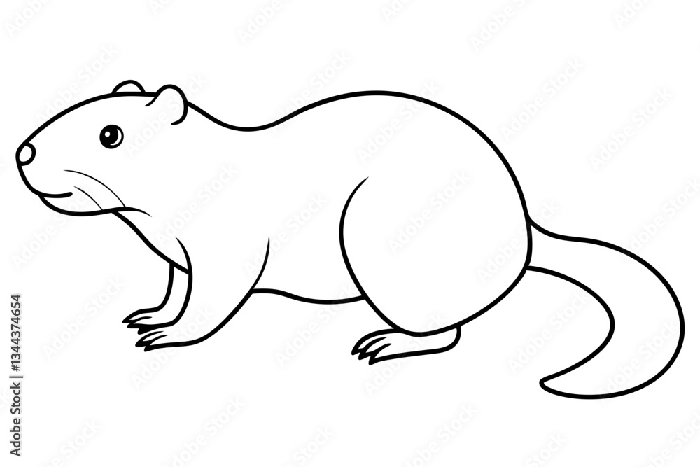 beaver line art silhouette vector illustration beaver line art silhouette vector illustration