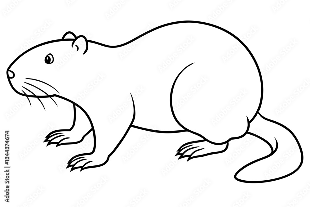Obraz premium beaver line art silhouette vector illustration