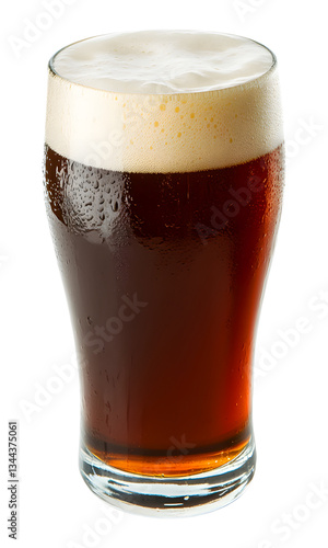 Refreshing Glass of Dark Beer with Creamy isolated on a transparent background Head Perfect for Brewery Ads Craft Beer Websites and Drink Menus.