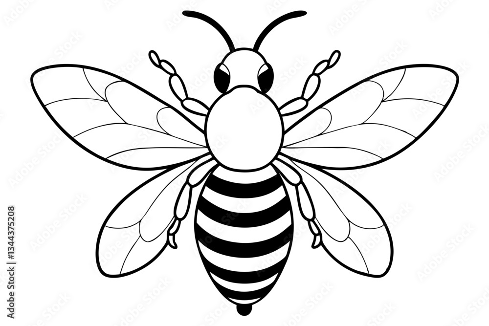 Obraz premium bee line art silhouette vector illustration
