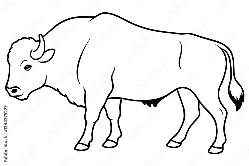 Obraz premium bison line art silhouette vector illustration