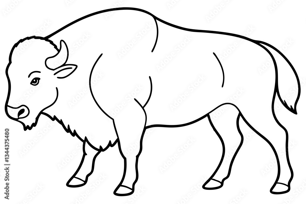 Obraz premium bison line art silhouette vector illustration