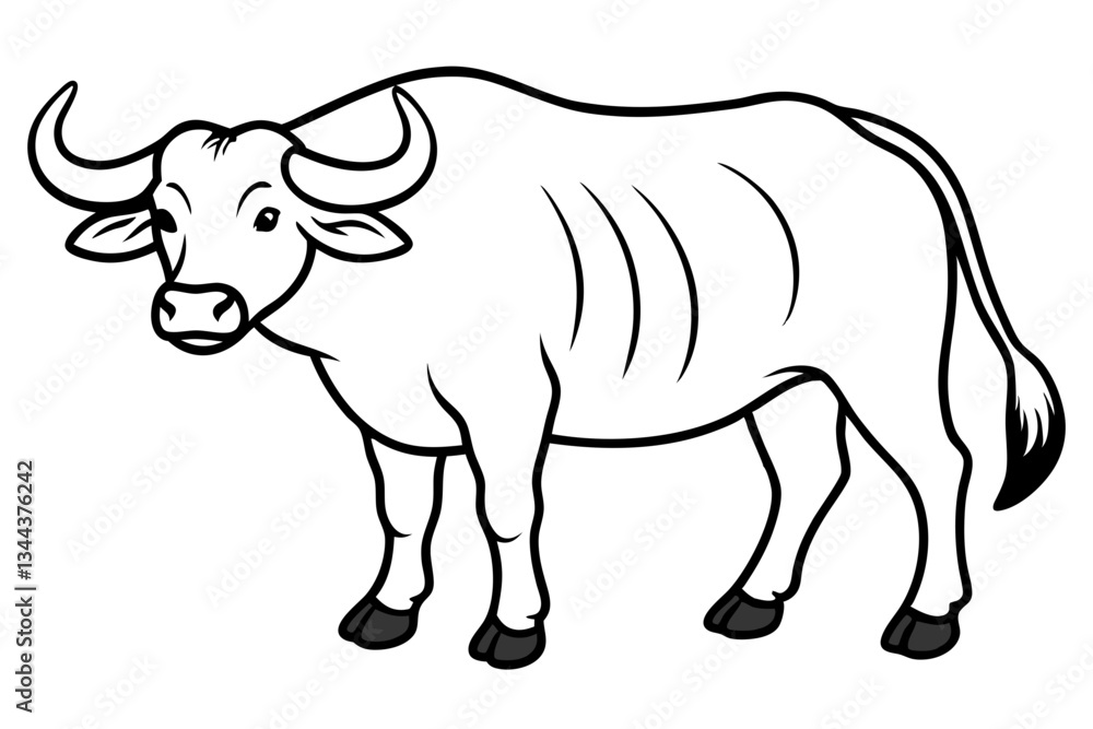 Fototapeta premium buffalo line art silhouette vector illustration