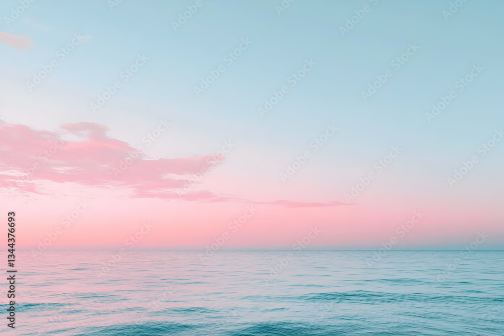 Obraz premium Pastel Sky And Ocean Merge Into A Serene Beautiful Landscape
