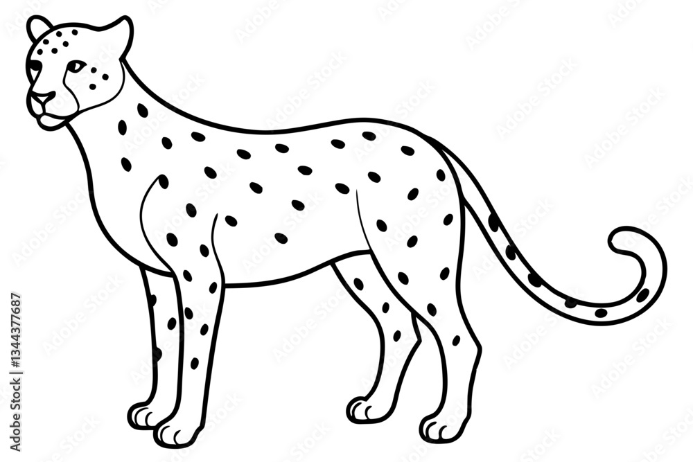 Fototapeta premium cheetah line art silhouette vector illustration
