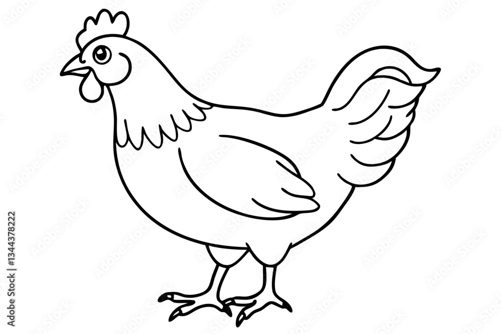 Fototapeta premium chicken line art silhouette vector illustration