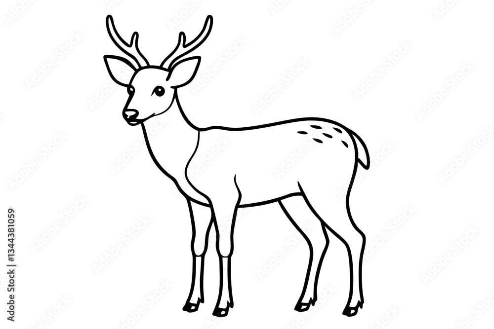 Fototapeta premium deer line art silhouette vector illustration