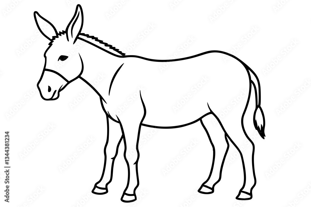 donkey line art silhouette vector illustration donkey line art silhouette vector illustration