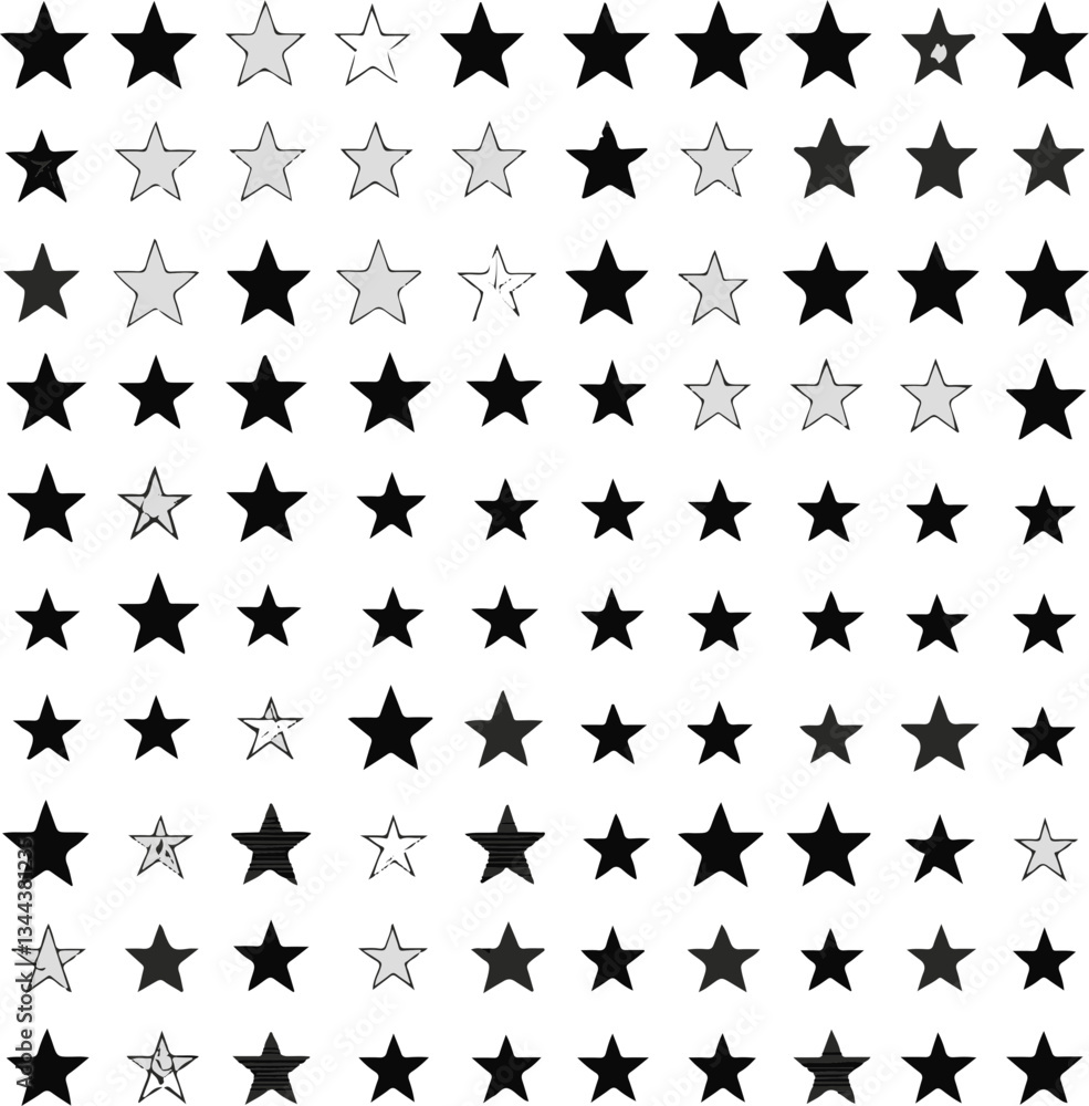 Naklejka premium Seamless Black Star Pattern Vector Background – Abstract Geometric Design for Wallpaper, Textiles, and Digital Graphics – High-Quality Stock Illustration for Creative Projects