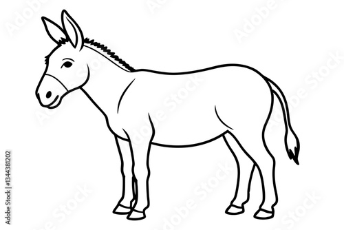donkey line art silhouette vector illustration
