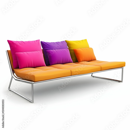 Colorful couch, modern design, studio shot, home decor photo