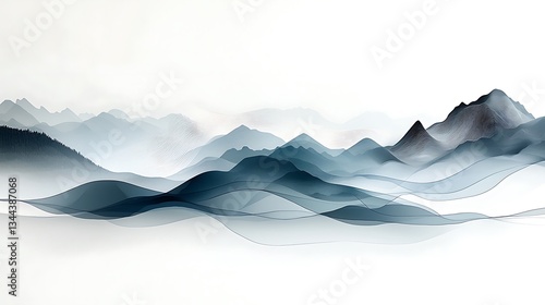 Obraz na płótnie Misty mountain range landscape painting w salonie