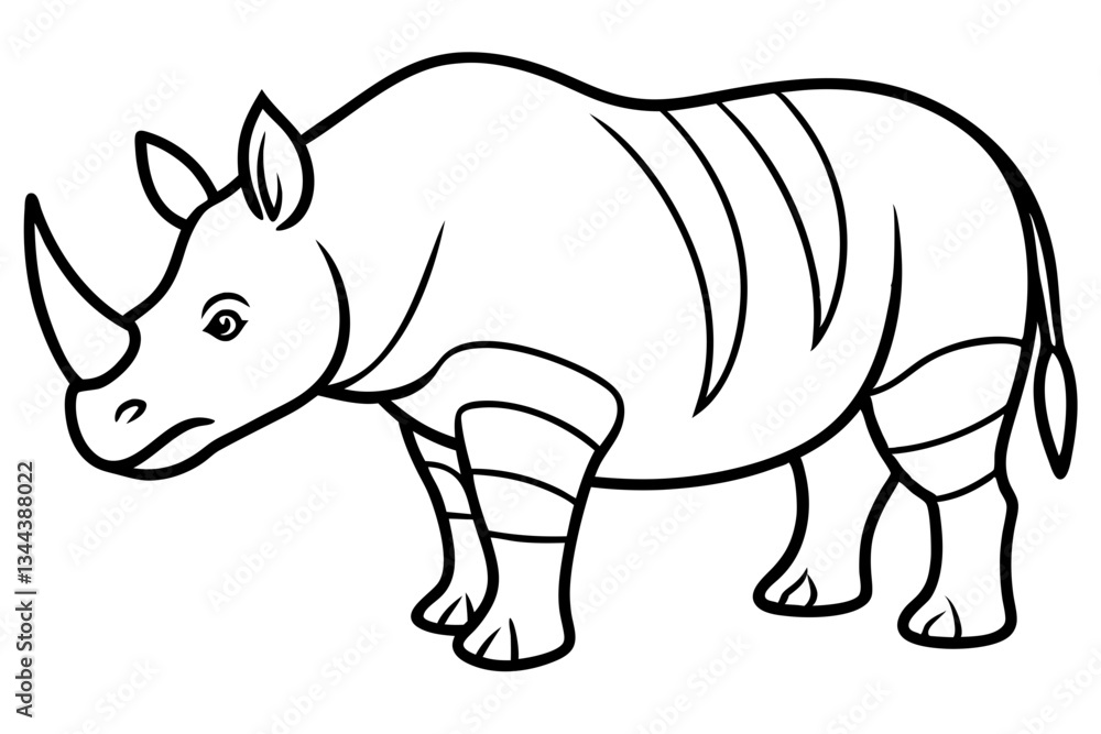 Monoline Rhino Illustration Monoline Rhino Illustration