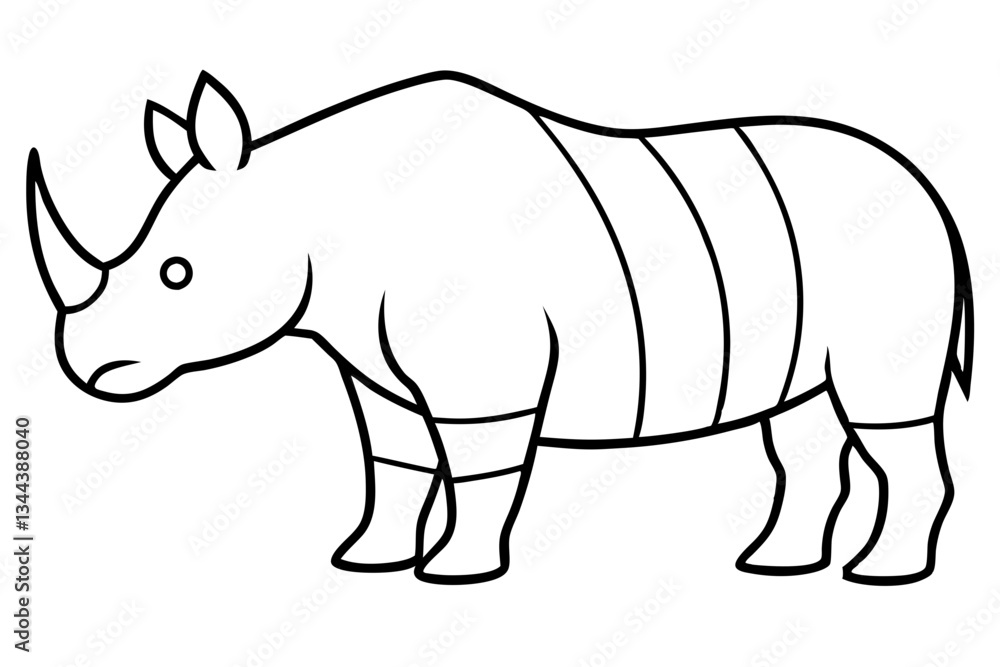 Fototapeta premium Monoline Rhino Illustration