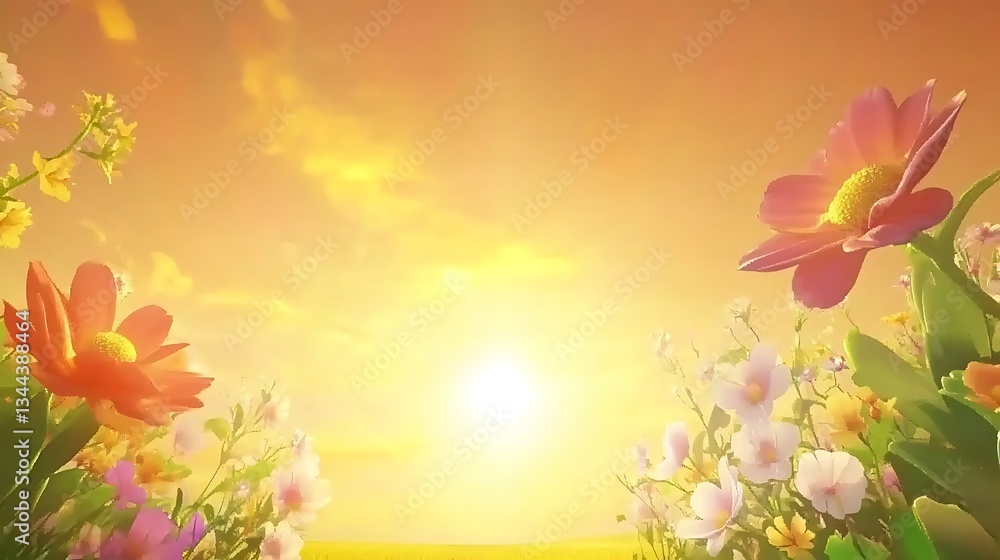 Sunny flowers in a field background for banner Sunny flowers in a field background for banner