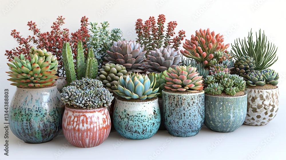 Succulent Display in Ceramic Pots Succulent Display in Ceramic Pots