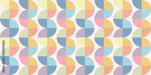 Wallpaper Mural Muted retro circle vertical waves background, seamless vector pattern wallpaper design Torontodigital.ca