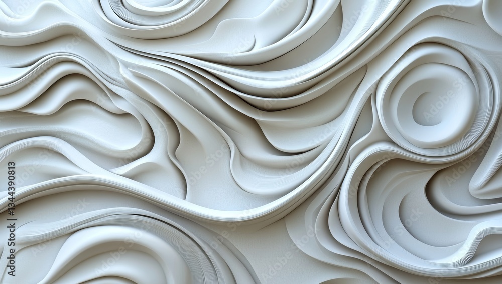 Obraz premium A 3D render background featuring smooth abstract white waves