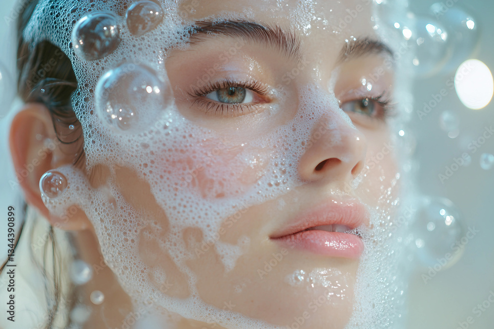 A close-up photo of a woman with glowing, hydrated skin, AI Generative A close-up photo of a woman with glowing, hydrated skin, AI Generative