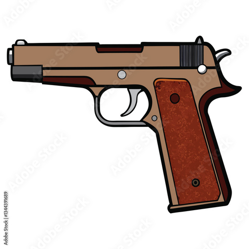 Browning Hi-Power gun , police weapon vector design, military vector design illustration.