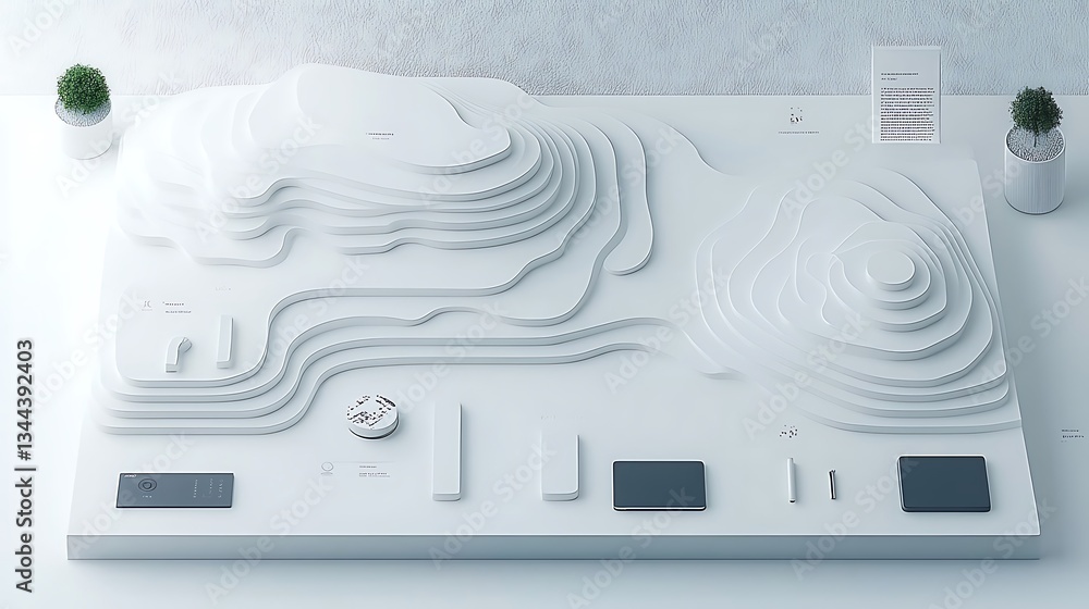 Modern, minimalist landscape display