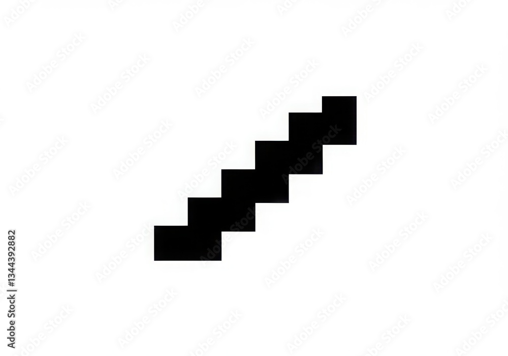Simple geometric shape, minimalist staircase icon, black and white graphic, sharp edges, clean lines, abstract steps, 2D design, vector illustration, basic symbol, ascending levels Simple geometric shape, minimalist staircase icon, black and white graphic, sharp edges, clean lines, abstract steps, 2D design, vector illustration, basic symbol, ascending levels
