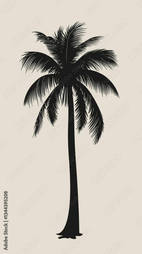 Obraz premium Minimalist Palm Tree Silhouette Vector Art for Tropical Design and Backgrounds