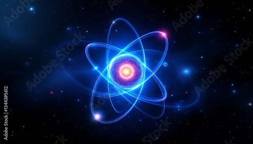 Wallpaper Mural Stunning Atom Model in Space Science Illustration Torontodigital.ca