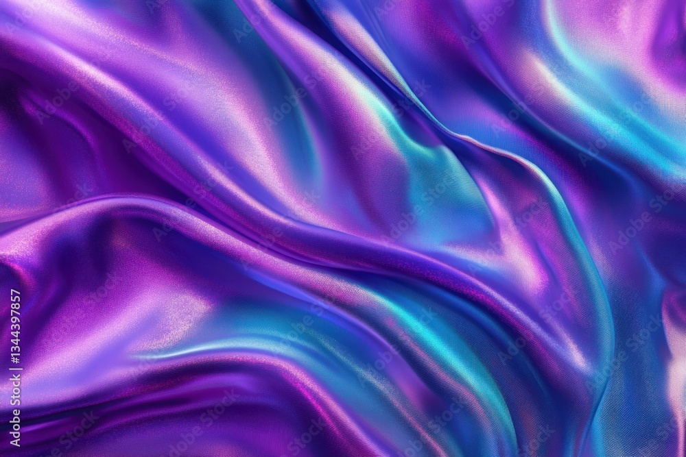 Obraz premium Abstract Iridescent Silk Drape: A Symphony of Purple and Teal