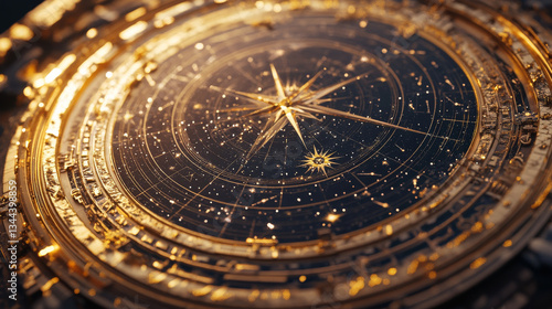Wallpaper Mural stunning celestial map featuring intricate golden details and shimmering stars, showcasing beautiful representation of cosmos. design captures essence of astronomy and wonder Torontodigital.ca