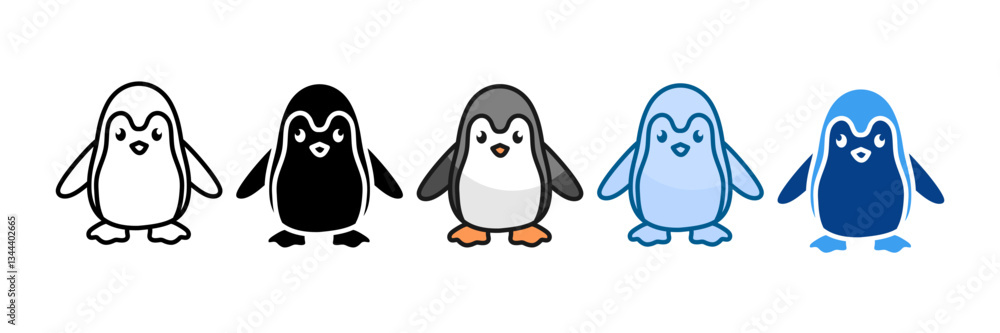Obraz premium Toy Penguin Icon Set Multiple Style Collection
