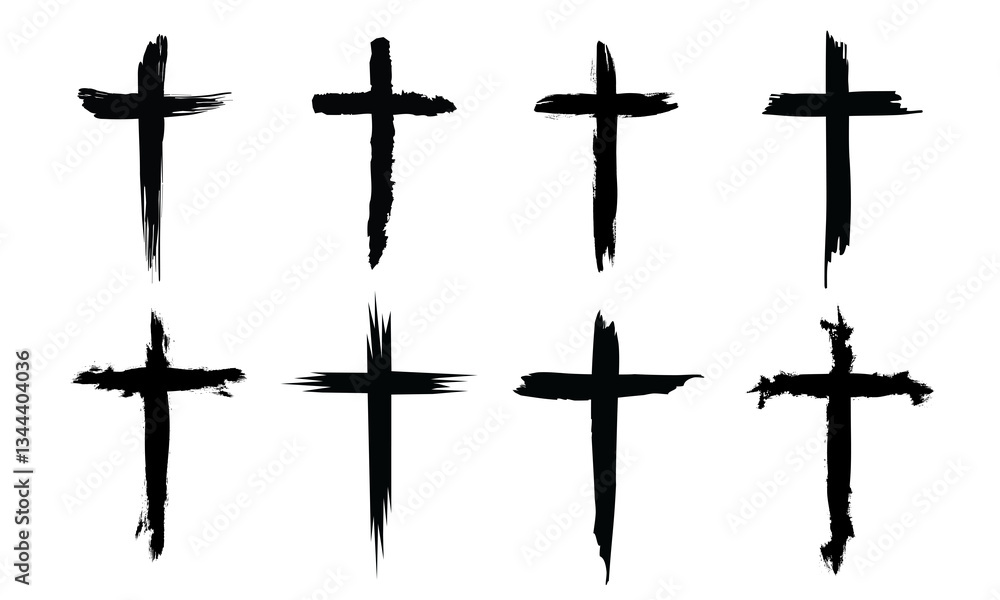 Fototapeta premium Distress Christian Cross Icon Vector Images