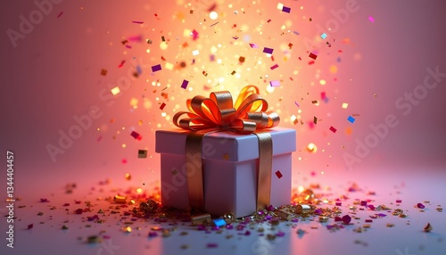 Festive Gift Box with Sparkling Celebration Background