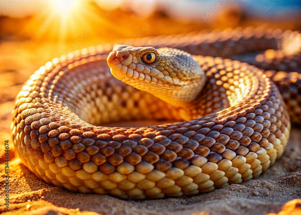 Fototapeta premium Sunbaked Reptile: A Desert Snake Basking in the Warmth