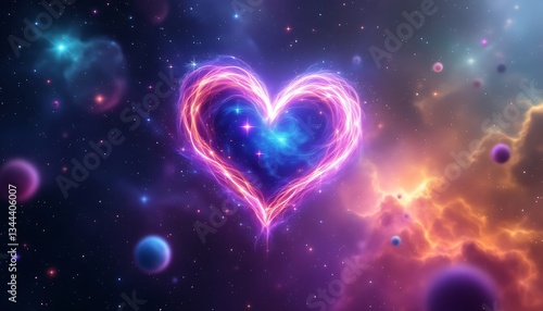 Cosmic Heart Nebula Stunning Galaxy Love Art