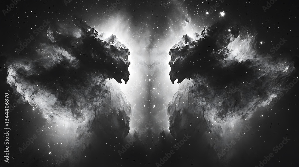 Fototapeta premium Nebula formation in dark sky. Deep space for educational material or backgrounds