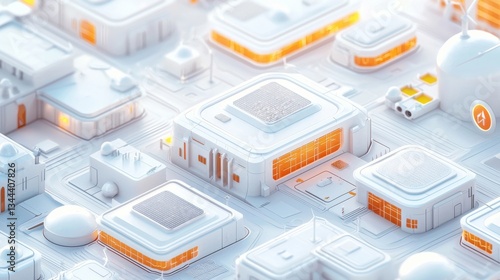 Wallpaper Mural Futuristic Urban Landscape with Simplistic Architectural Designs Torontodigital.ca