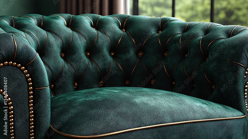 Obraz premium Teal Chesterfield Armchair Closeup