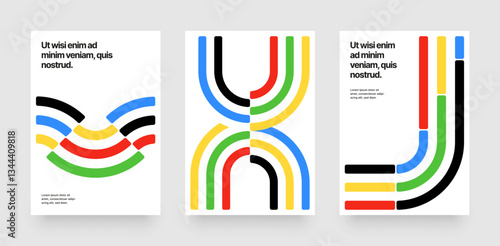 Template with abstract running track for sports event, competition or championship. Colored lines design for background, poster or cover.