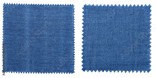 Two Blue Fabric Swatches Isolated on Transparent Background, Textile Texture, Design Element, fabric texture, swatch, blue