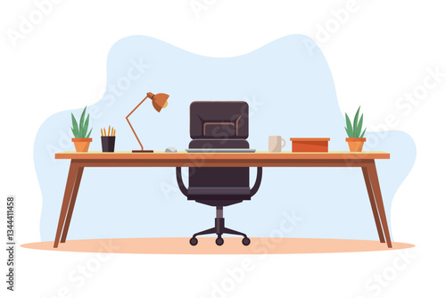 Empty modern office interior. Office interior in flat design Modern business workspace. Vector stock