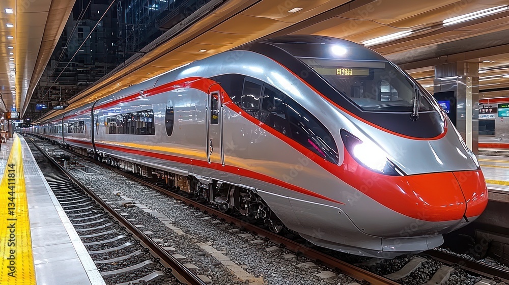 Fototapeta premium High-Speed Train at Modern Railway Station