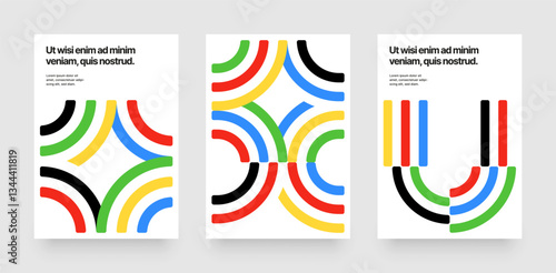 Template with abstract running track for championship, competition, or sports event. Colored lines design for poster, cover or background.