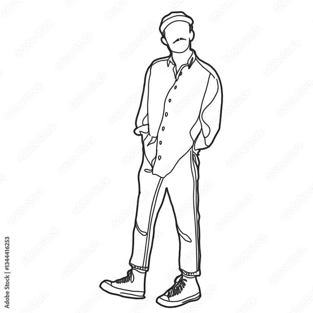 line art of a man standing cool style line art of a man standing cool style