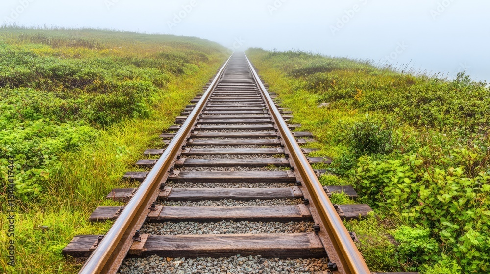 Misty Railroad Tracks Vanishing into the Fog: A Journey into the Unknown Misty Railroad Tracks Vanishing into the Fog: A Journey into the Unknown