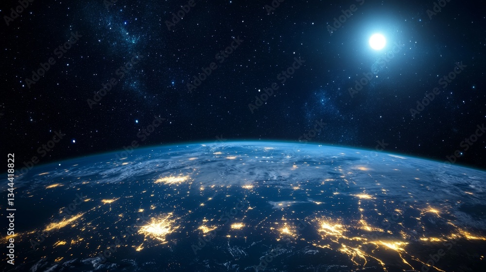 Obraz premium Earth viewed from space a stunning nighttime perspective of our planet's cities and lights