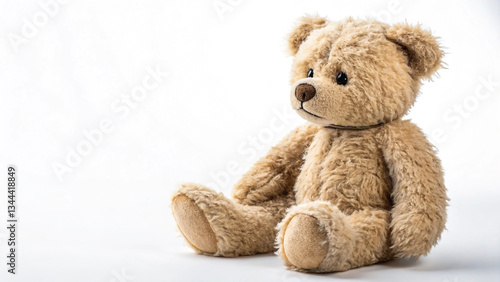 Fluffy Teddy Bear on White Background
