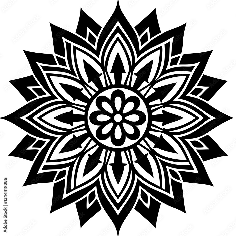 Beautiful deco mandala patterned design silhouette vector illustration Beautiful deco mandala patterned design silhouette vector illustration