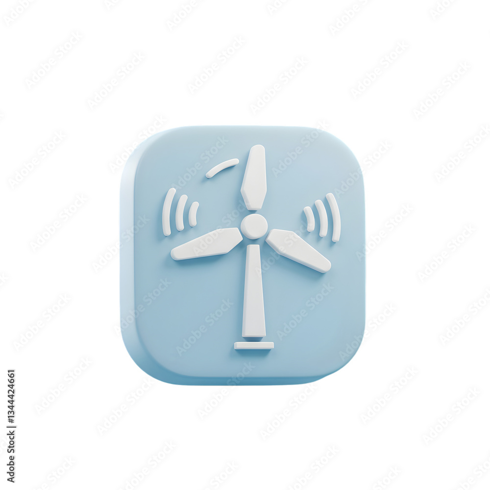 Fototapeta premium Light Blue Square Icon Wind Turbine