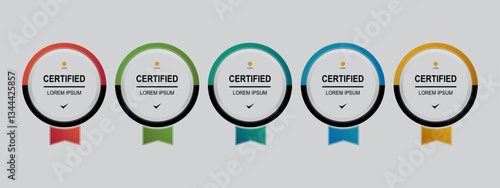Set certificate badge circle or rounded template vector editable